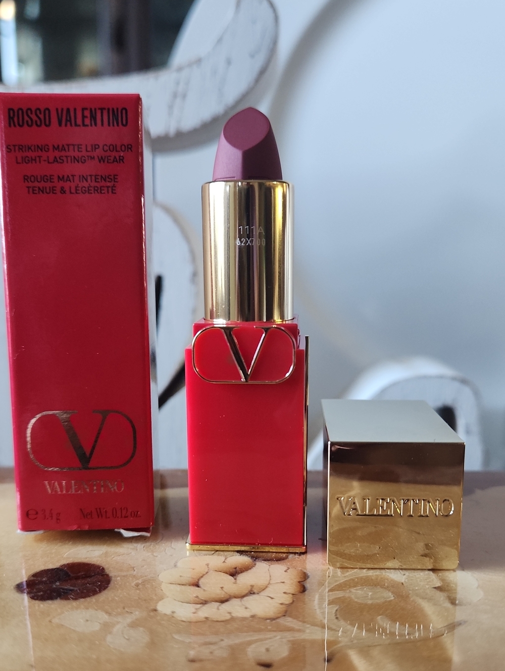 Valentino Rosso Lipstick - Mauve Pink with Red & Gold Case